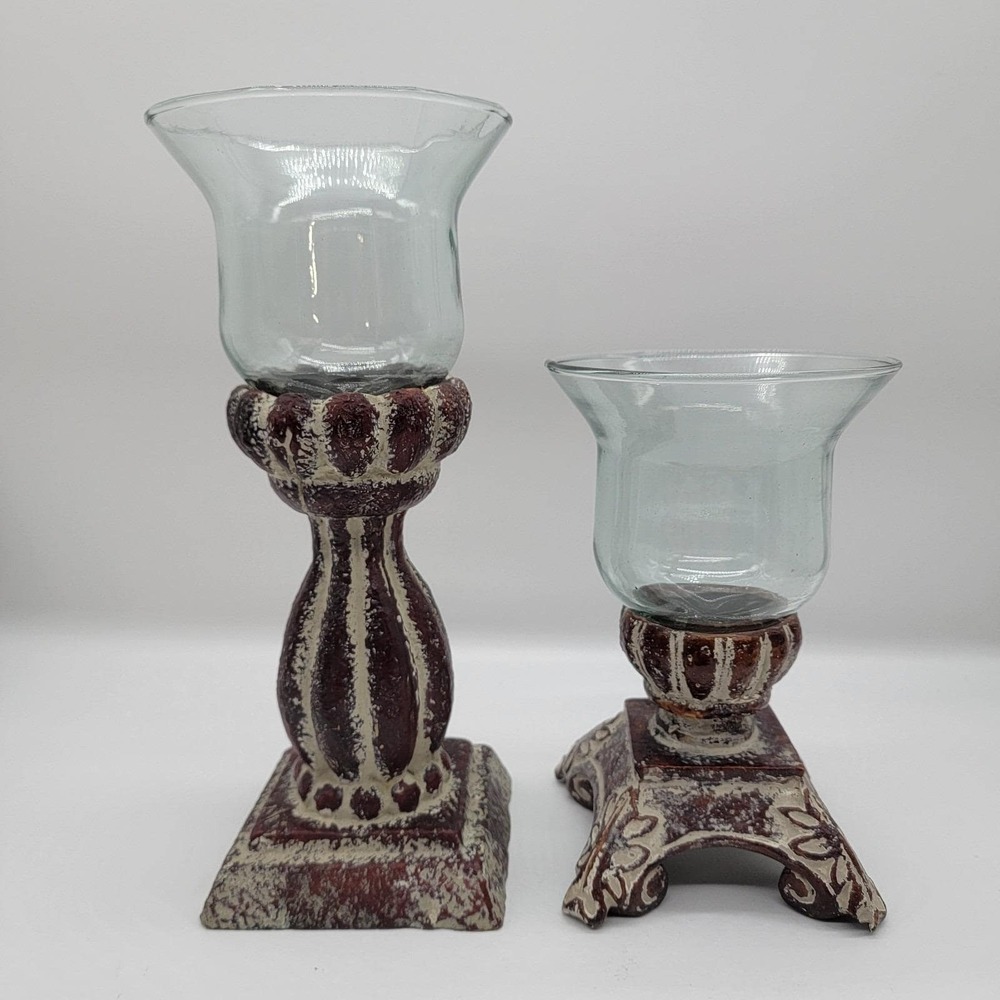 Southern Living at Home Historic Bell Jar Candle Holders Retired Set of 2 No Box